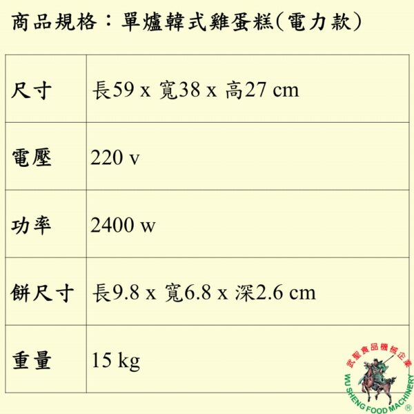 單爐韓式雞蛋糕(電力款)：圖片 2
